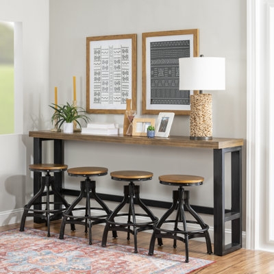 Pub Table Set with Swivel Stools and Slim Console Depth