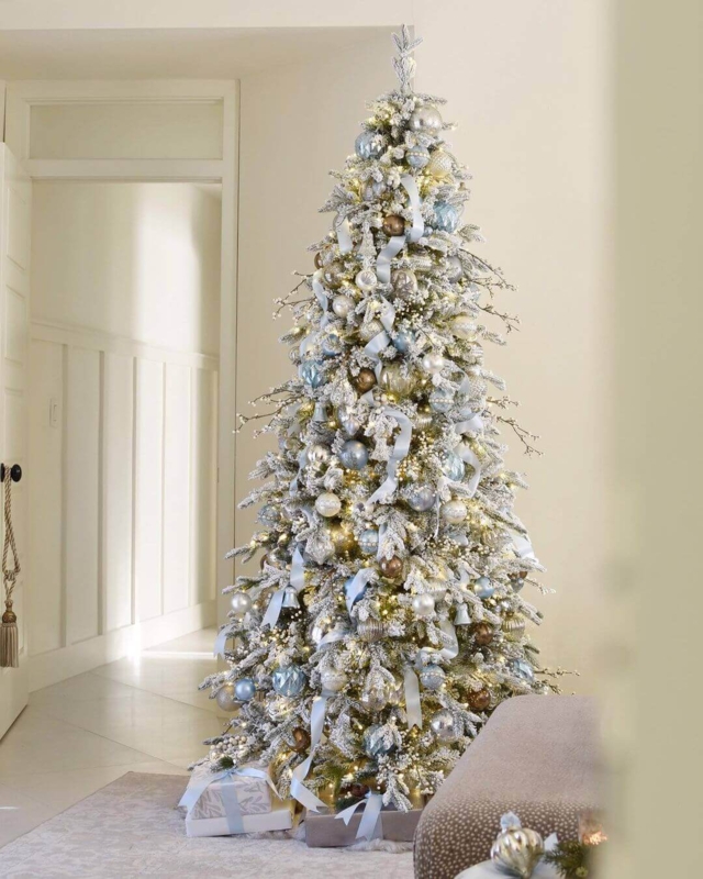 Queen Flock Slim Christmas Tree with Organic Twig Accents