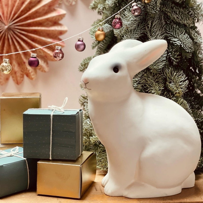 Rabbit Lamp Matte White sitting Silhouette Sculptural Nursery Decor