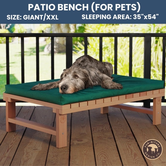 Raised Pet Bed Giant Pet Sizing, Forest Green Wood Slatted Daybed