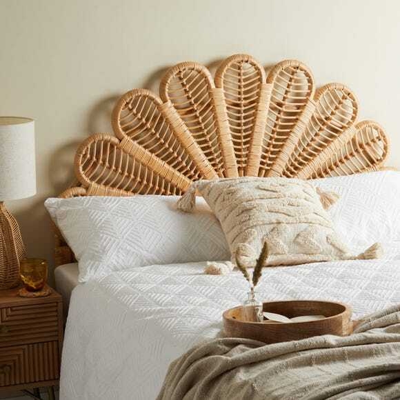 Rattan Headboard Petal Silhouette Fan Shape Sunburst Cane Bedhead