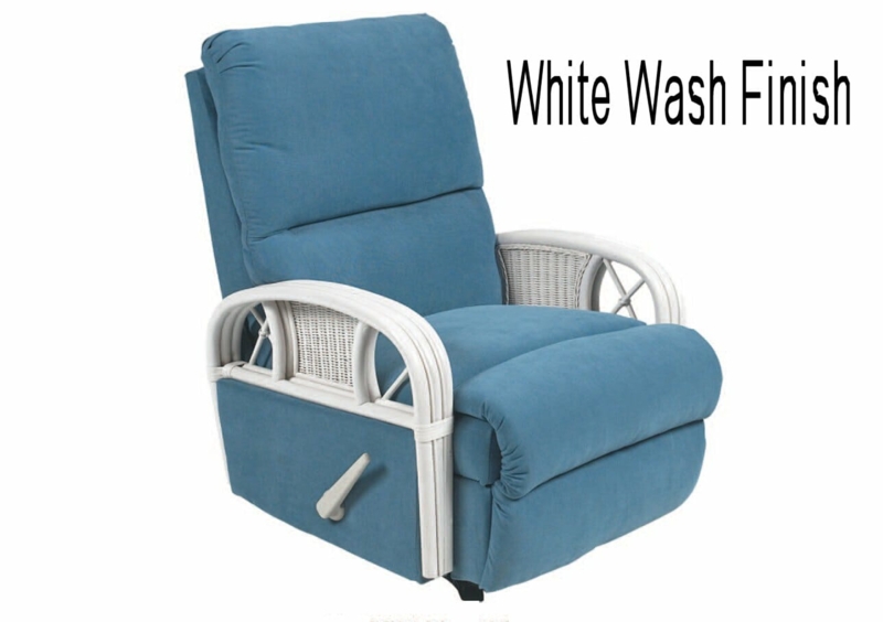 Rattan Recliner Whitewashed Rattan Frame, Whitewashed Rattan Recliner