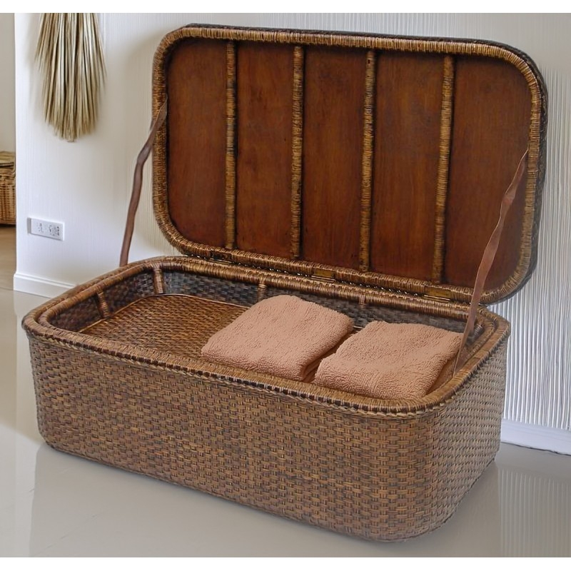 Rattan Storage Trunk with Internal Sliding Tray