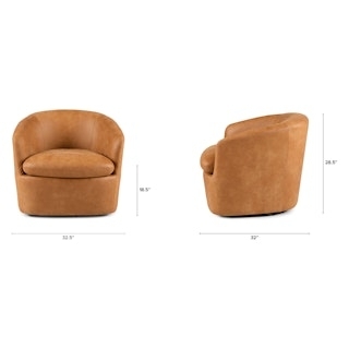 Rawhide Tan Lounge Chair Hidden Swivel Base Barrel Back Low Profile