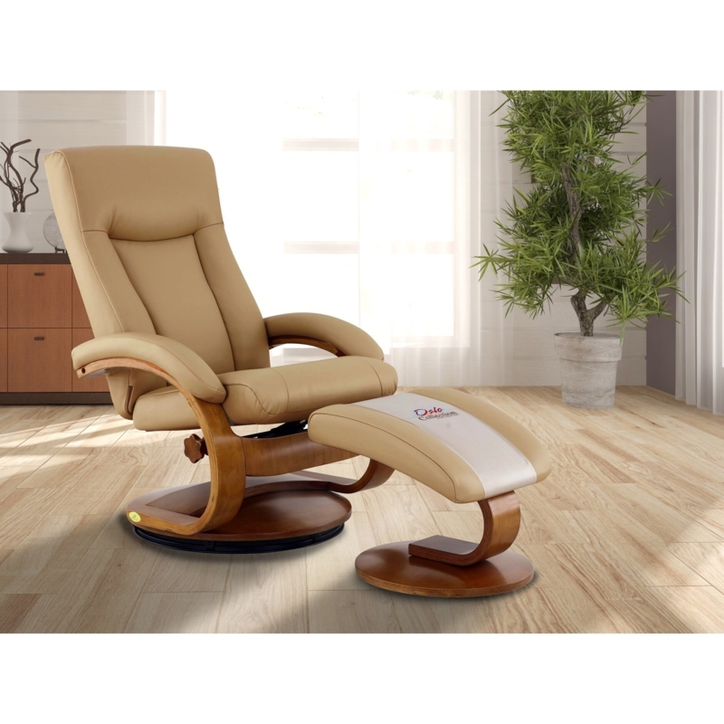 Recliner and Ottoman, Curved Bentwood Warm Beige | Scandinavian Swivel