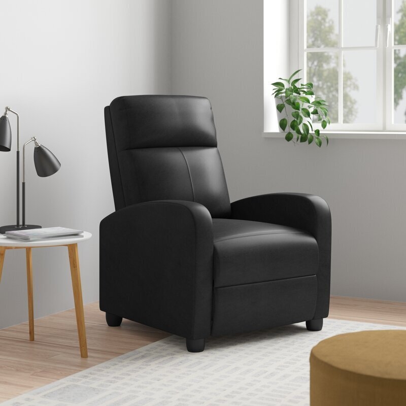 Recliner Armchair with Split Backrest | Modern Matte Black Slim Profile