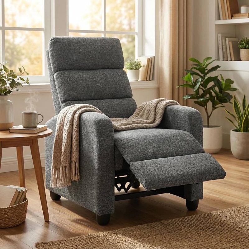 Recliner Chair Manual Recline Tiered Back Small Space Recliner