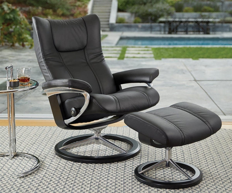Recliner Chair Matte Black Polished Base | Signature Swivel