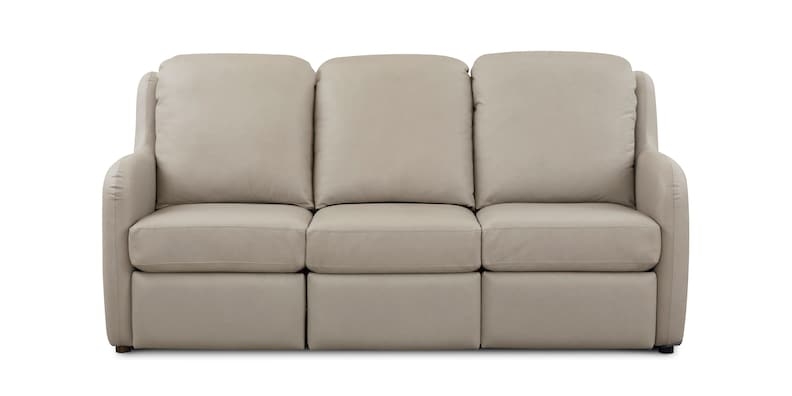 Reclining Sofa Sloping Arms Greige Leather Like High Back