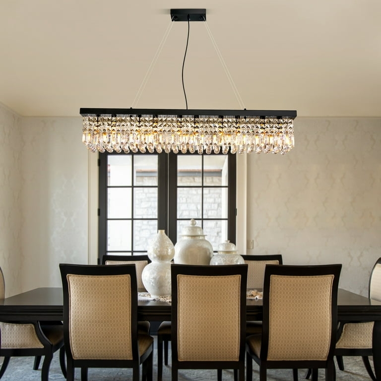Rectangular Chandelier Crystal Fringe Tiered Crystals Linear Profile Glam