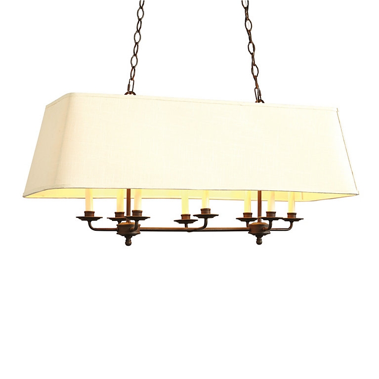 Rectangular Chandelier Oil-Rubbed Bronze Warm Cream Cotton Transitional