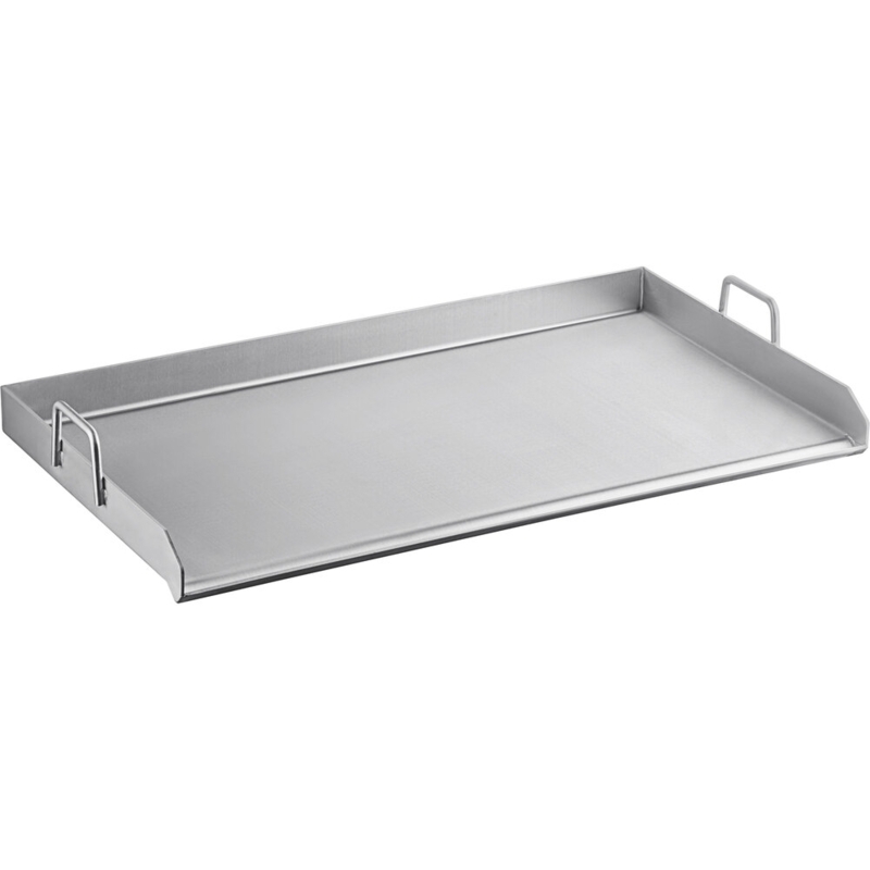 Rectangular Griddle Plate, Sloped Front Edge, Splash Guard, Loop Handles.