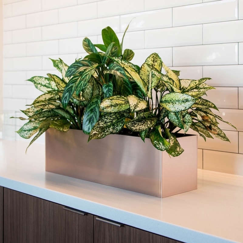 Rectangular Planter in Brushed Rose Gold Trough Style