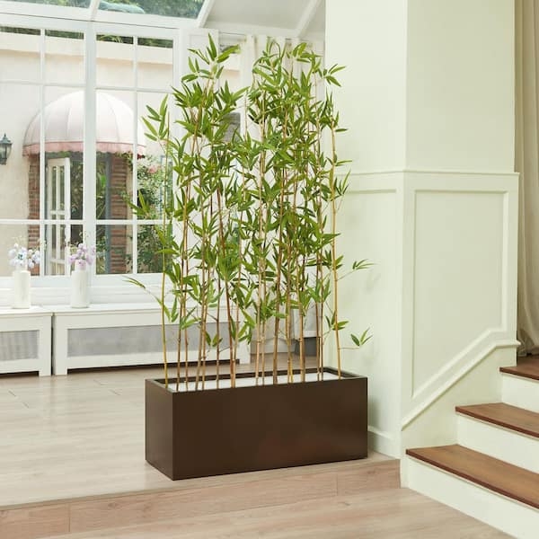 Rectangular Planter Long Box Shape Espresso Brown Metal