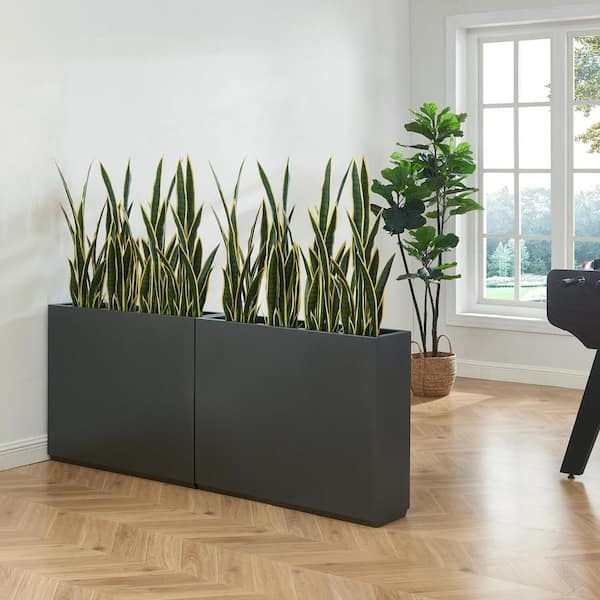 Rectangular Planter Modular Trough Design in Matte Grey