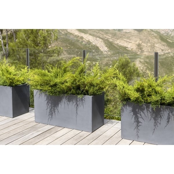 Rectangular Planter Slate Gray Stone Like Large Scale Outdoor