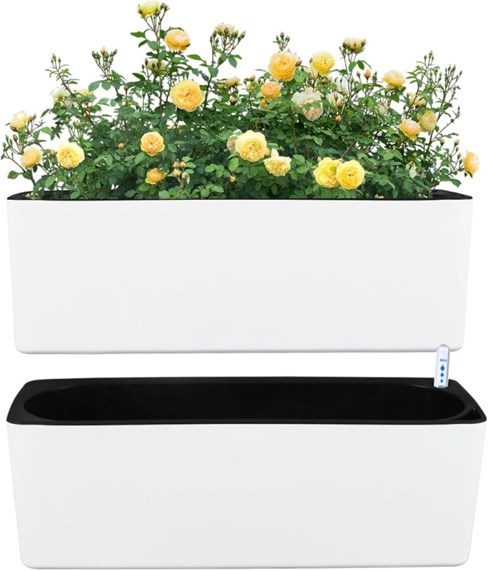 Rectangular Planter with Water Level Indicator Dual Layer