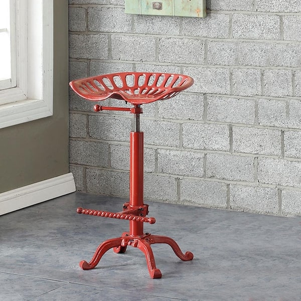 Red Industrial Bar Stool Swivel Tractor Seat Adjustable Height