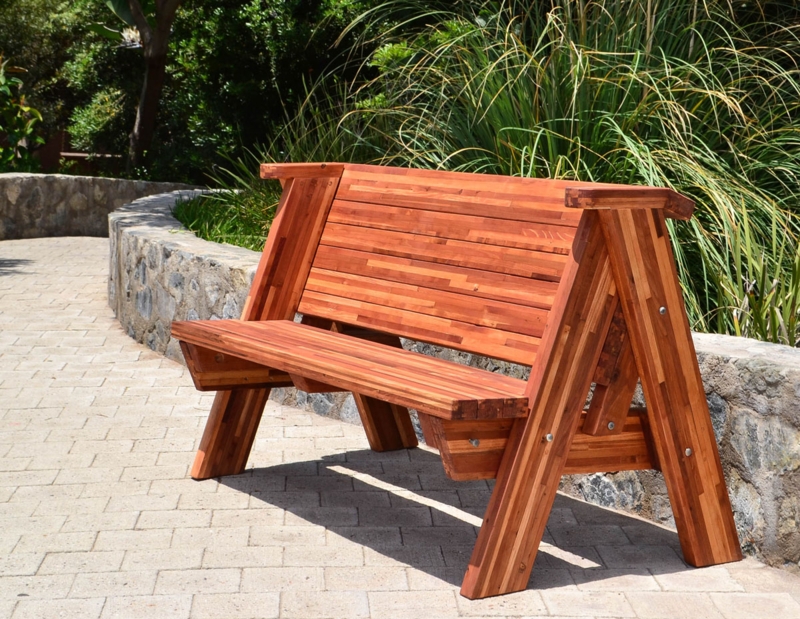 Redwood Toned Garden Bench featuring Multi-Tonal Slats