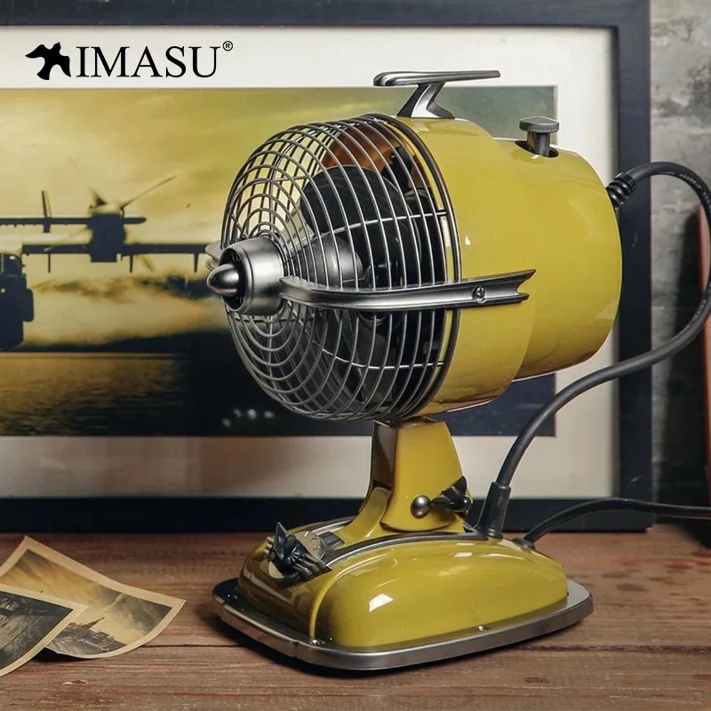Retro aircraft head electric fan, home antique desktop fan, artistic  shaking head desktop nostalgic aircraft fan - AliExpress 13