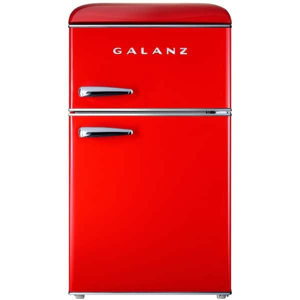 Retro Top Freezer Refrigerator in Glossy Hot Rod Red Dual Door