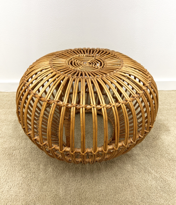Ribbed Construction Ottoman, Circular Top Weave, Hollow Core