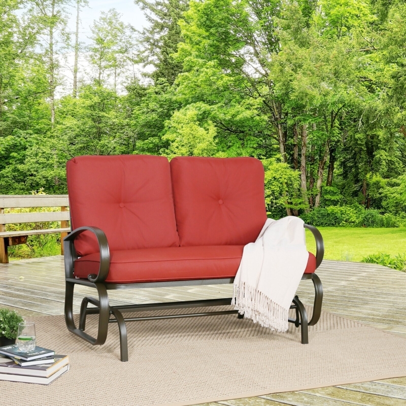 Ridged Outdoor Glider Sofa | Foter