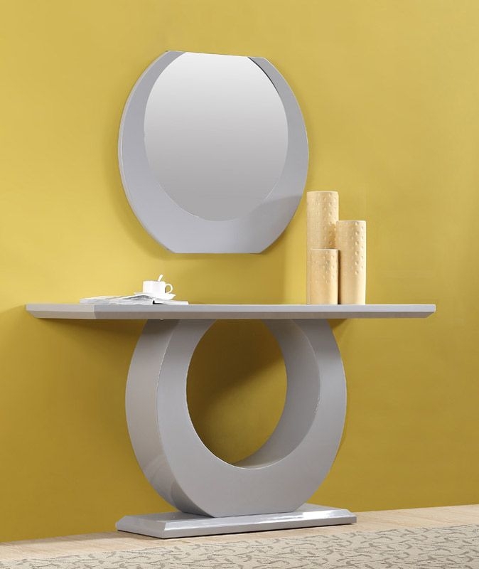 Ring Base Console Table Set with Matching Geometric Wall Mirror
