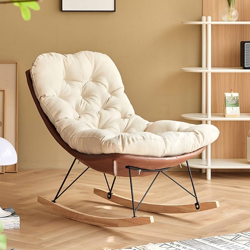 Rocker: Modern Mixed Material, Wire Frame Base, Oversized Tufted Cushion