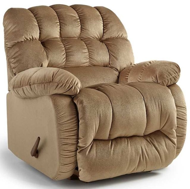Rocker Recliner: Channel Tufting, Warm Beige Microfiber (60 characters)