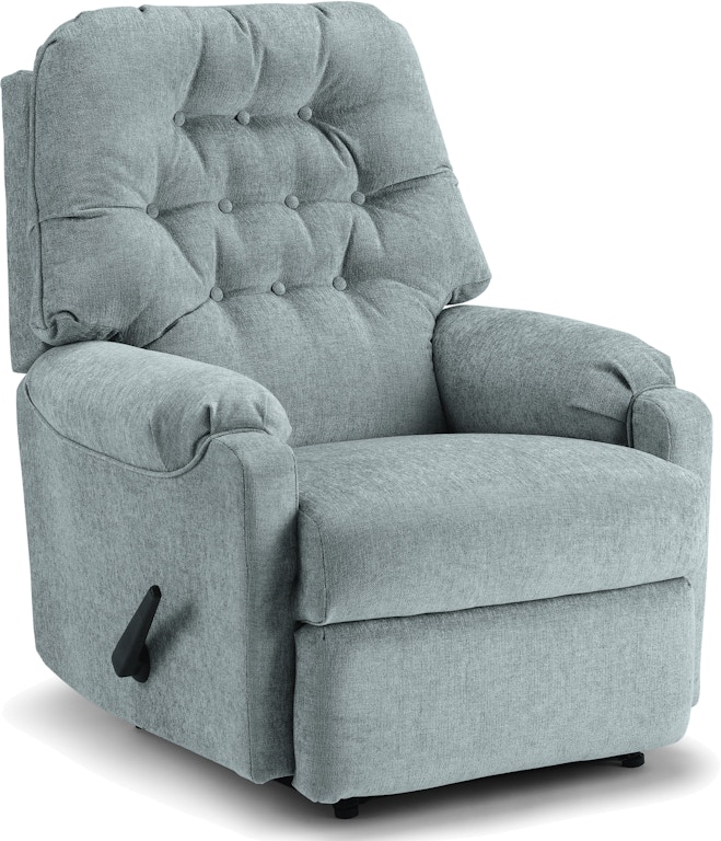 Rocker Recliner Heathered Grey Slate Blue Button Tufted