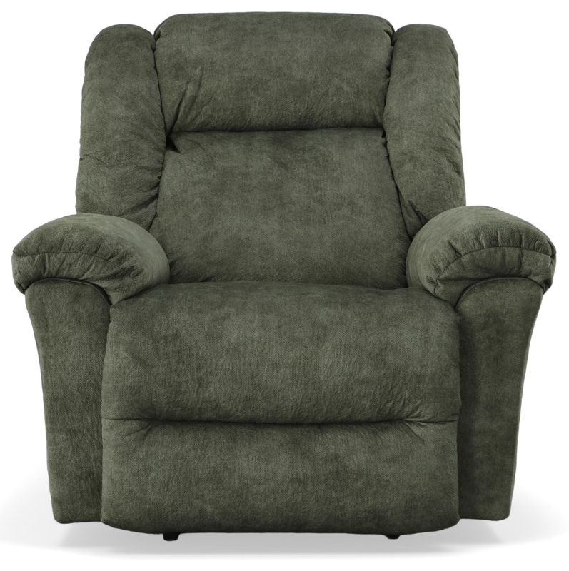 Rocker Recliner: Plush Roll Arms, Slate Gray Microfiber (61 characters)