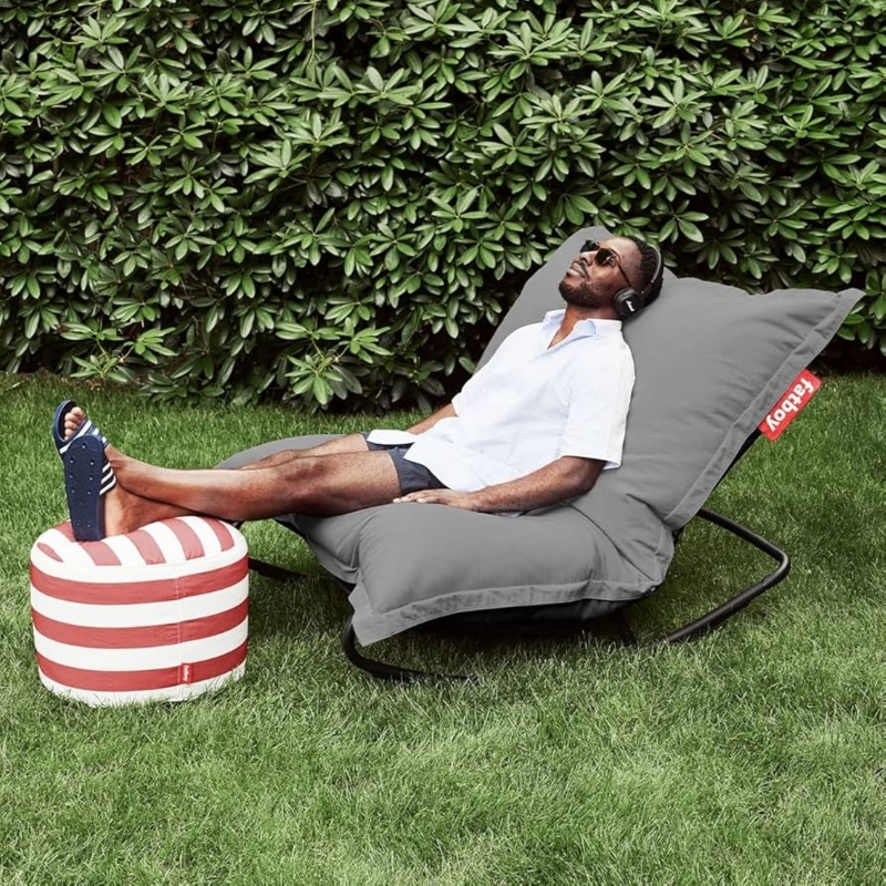 Rocking Bean Bag Chair Rock Grey Rocking Base Matte Black Frame