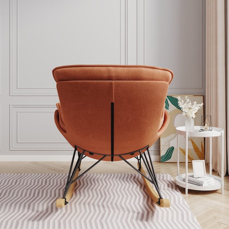 Rocking Chair Mid-Century Modern Terracotta Wire Frame Base Seam