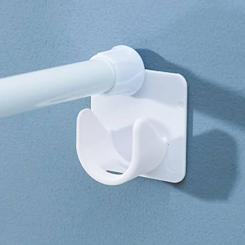 Rod Holder White Adhesive Back U Shaped Cradle Drill Free