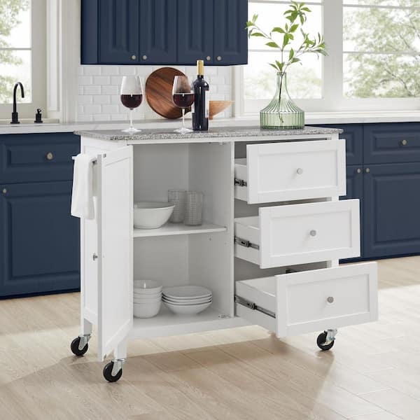 Rolling Kitchen Island Cart With Locking Casters And Towel Bar
