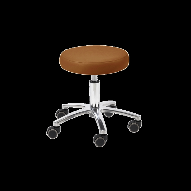 Rolling Stool Cappuccino Brown Upholstery Round Seat Height Adjustable