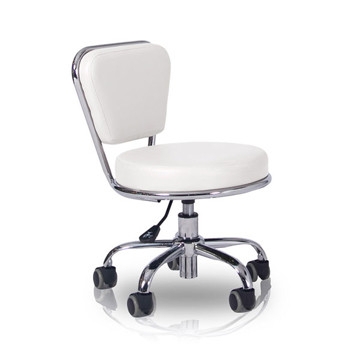 Rolling Stool Circular Seat Low Backrest Pneumatic Lift Swivel