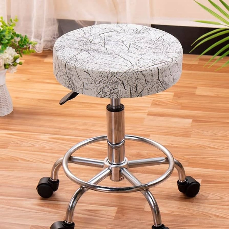 Rolling Stool Crackle Pattern Cover Polished Chrome Base