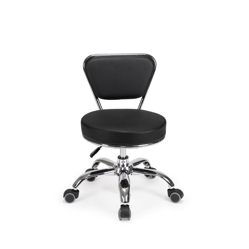 Rolling Stool Rounded Backrest Pneumatic Lift Circular Seat