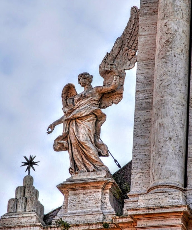 Roman Baroque Facade Sculpture with Deeply Carved Drapery