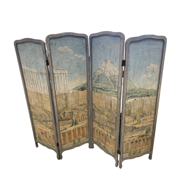 Room Divider Classical Ruins Mural Neoclassical Canvas Distressed