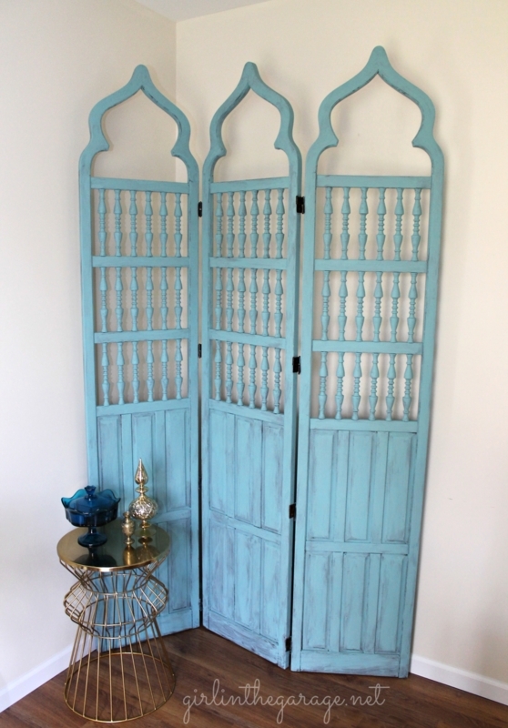 Room Divider Vintage Shabby Chic Ogee Arch Spindle Detail Blue