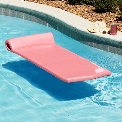 Rose Pink Foam Pool Float Integrated Headrest Rolled Pillow Top Modern.