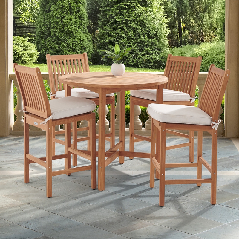 Round Bar Set with Armless Design Stools and Cushions