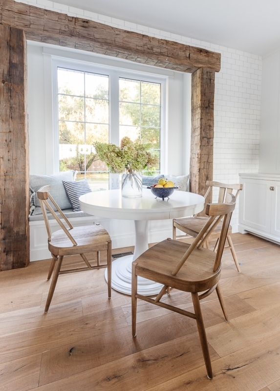 Round Breakfast Nook Table: White Pedestal & Spindle Chairs