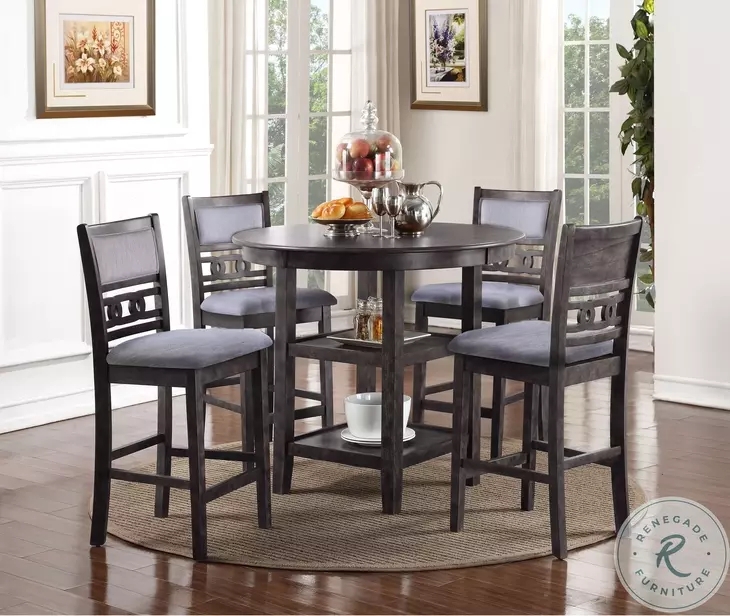 Round Counter Height Dining Set with Storage Pedestal Base