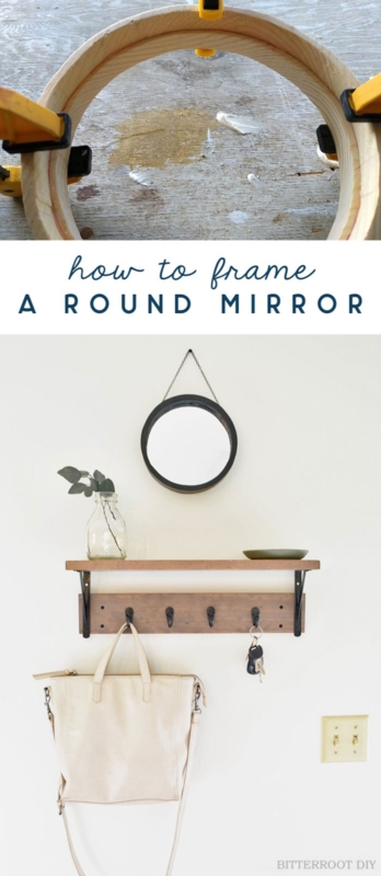Round Mirror, Chain Hanger Matte Black Frame Entryway Organizer