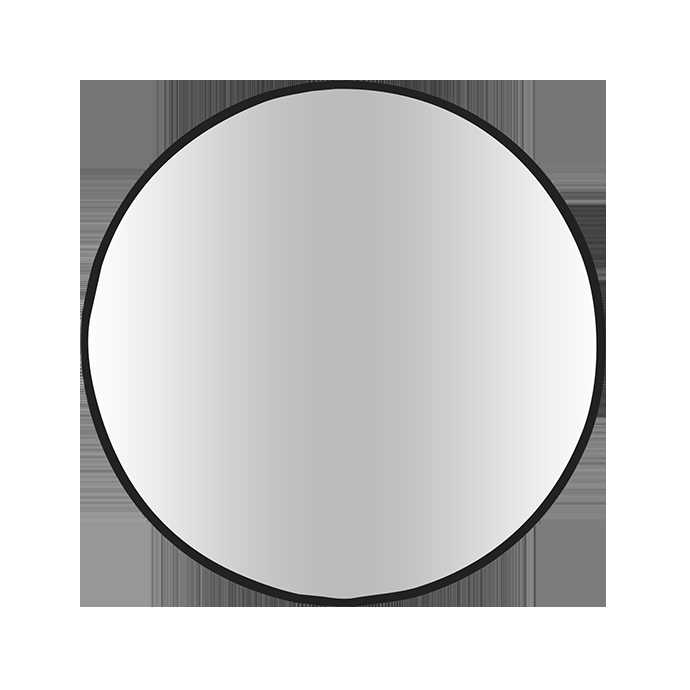Round Mirror, Minimal Profile Matte Black Modern Industrial