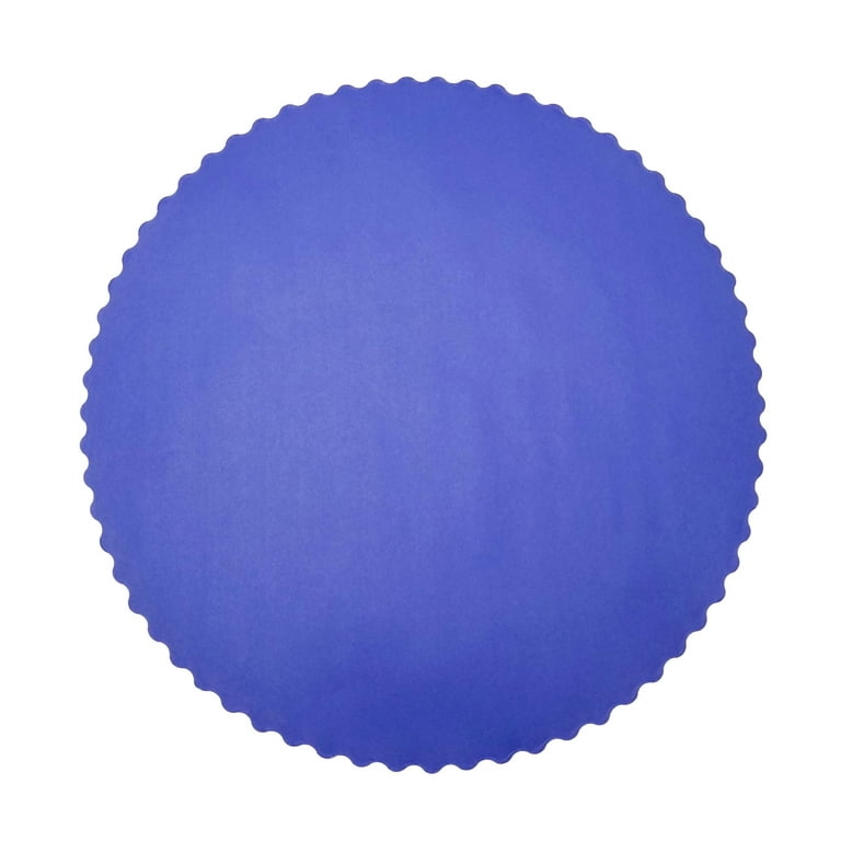 Round Paper Table Mats Scalloped Edge Disposable 14 Inch Blue